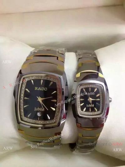 Rado Jubile Tungsten Watch Replica For Sale - Two Tone Diamond Bezel Watch